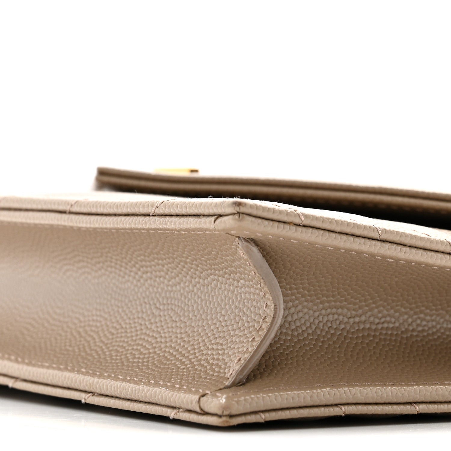 Saint Laurent Grain De Poudre Matelasse Chevron Monogram Envelope Chain Wallet Dark Beige 10 of 17