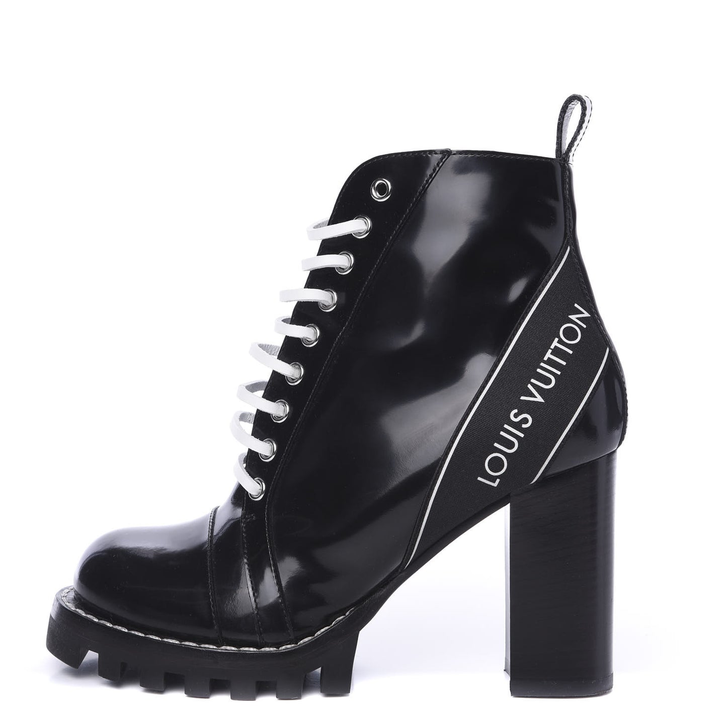 Glazed Calfskin Star Trail Ankle Boots 38 Black