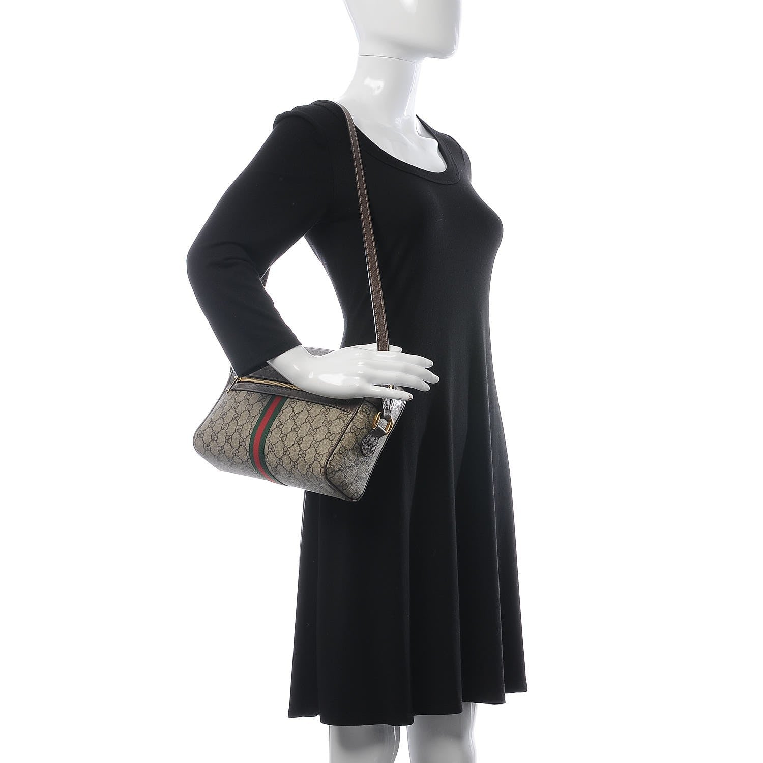 Gucci GG Supreme Monogram Web Small Ophidia Shoulder Bag Brown 2 of 7