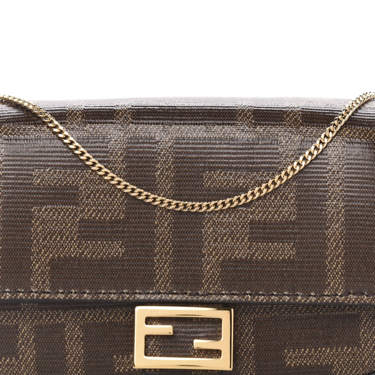 Fendi Glazed Fabric FF 1974 Nano Baguette Belt Charm Mogano Panna 10 of 10