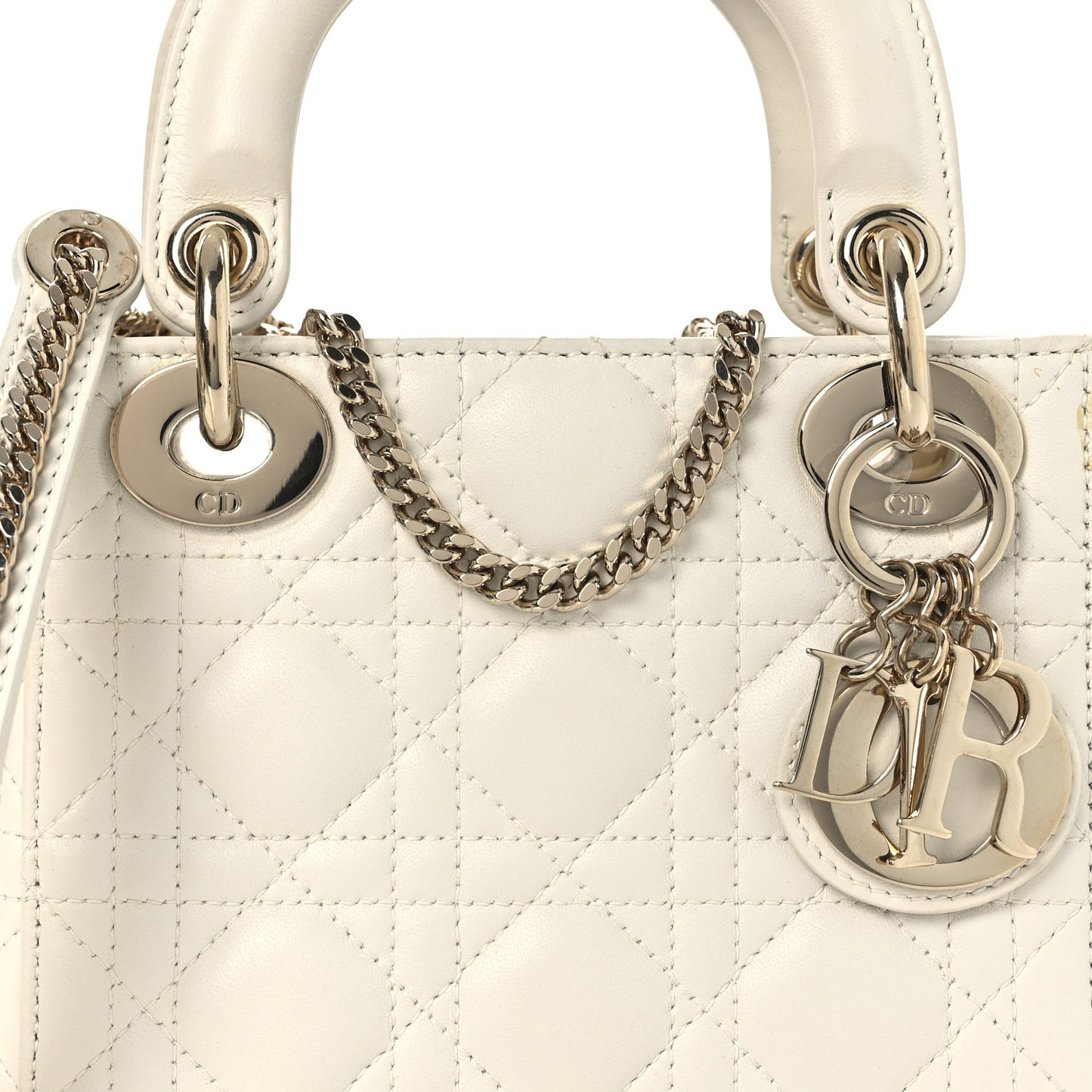 Lambskin Cannage Mini Lady Dior White