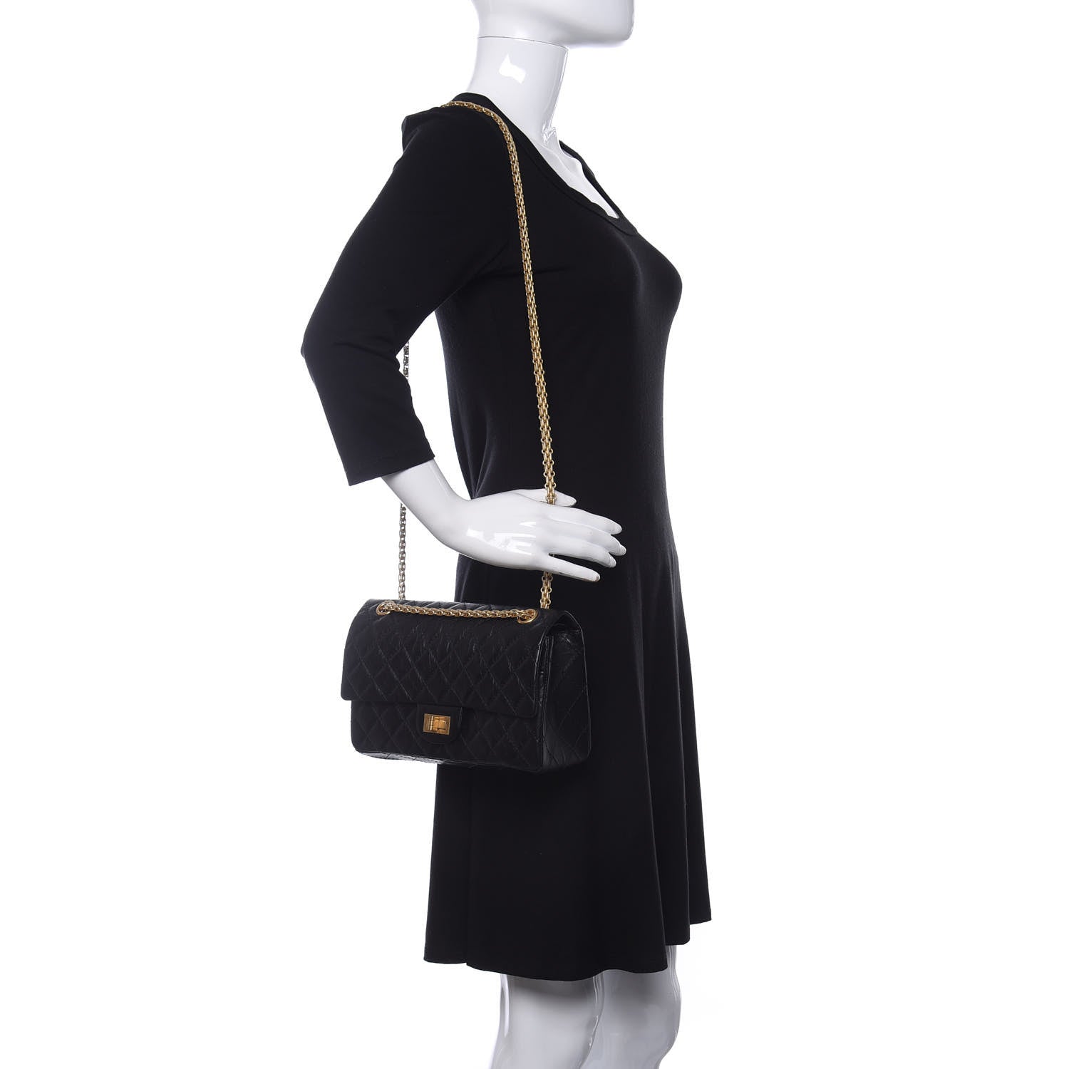 Chanel Aged Calfskin Quilted 2.55 Reissue 225 Flap Black 2 of 11