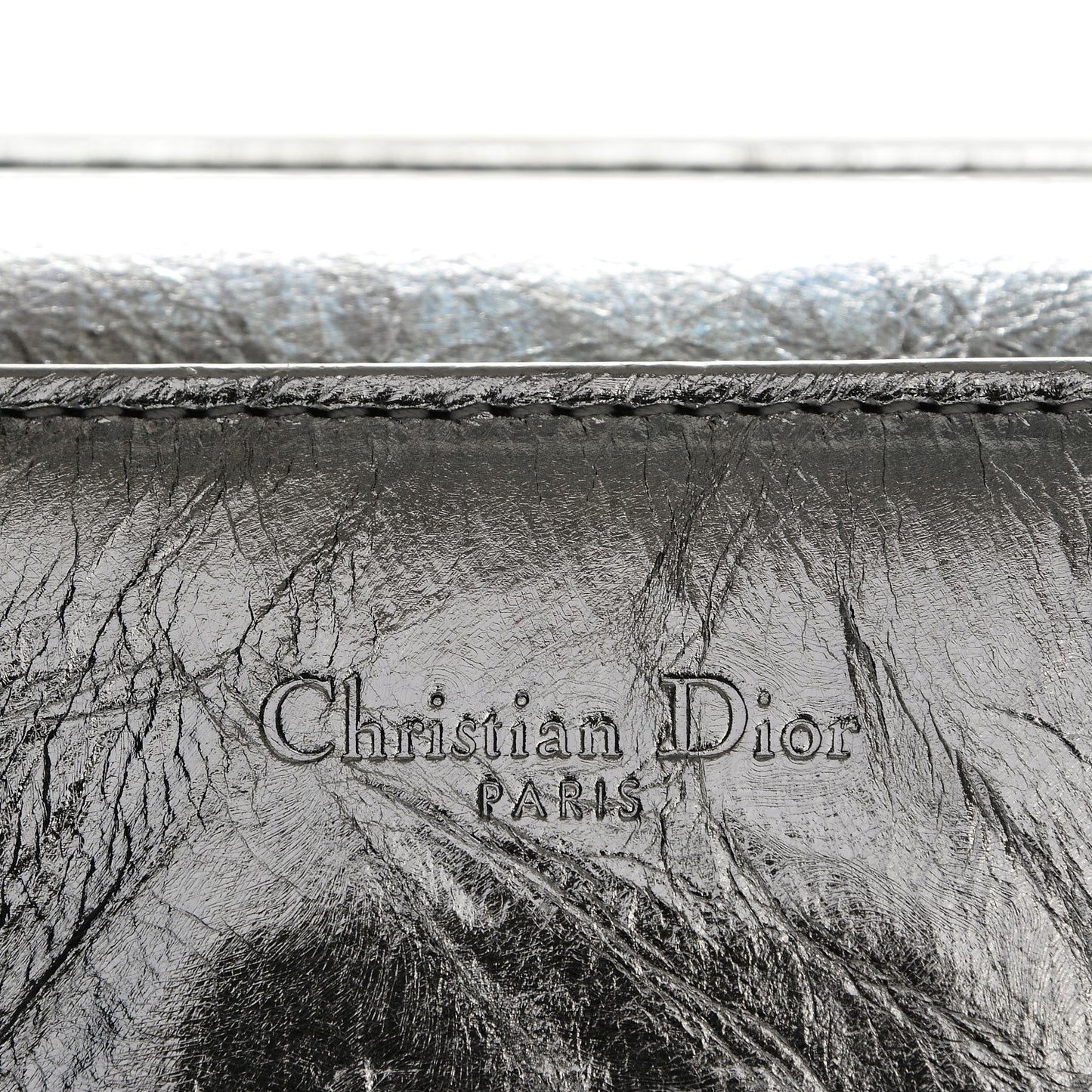Metallic Calfskin Medium Diorever Flap Silver