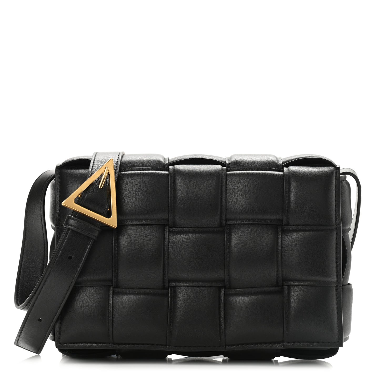 Nappa Maxi Intreccio Padded Cassette Crossbody Bag Black
