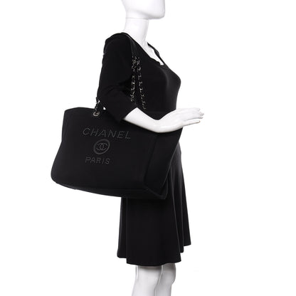 Chanel Canvas Pearl Medium Deauville Tote Black 2 of 11
