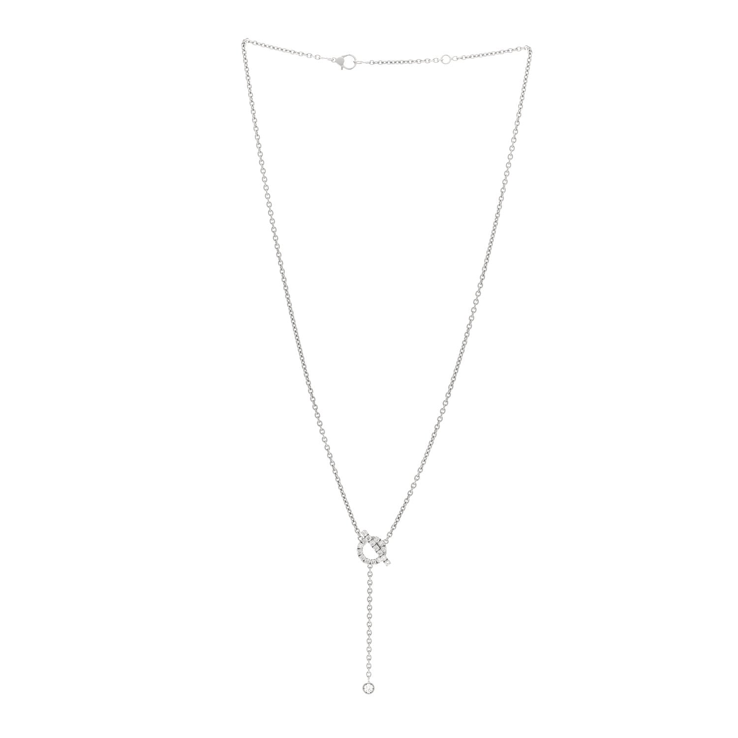 Hermes 18K White Gold Diamond Finesse Lariat Necklace 3 of 6