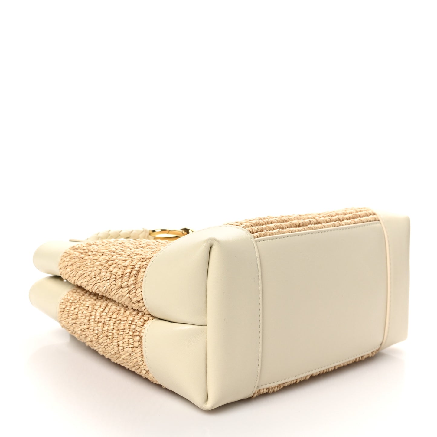 Raffia Lambskin Torchon Small Andiamo Shoulder Bag Sea Salt Natural