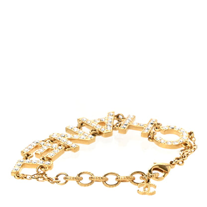 Chanel Metal Crystal 90's Icon Logo Bracelet Gold 3 of 4
