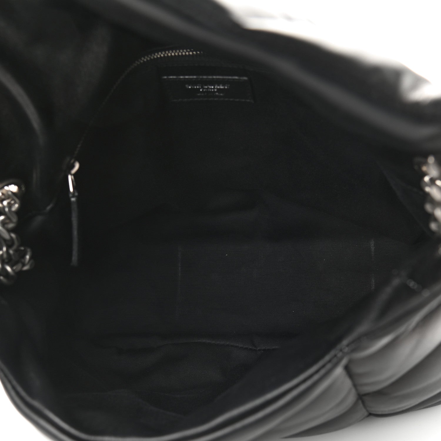 Saint Laurent Lambskin Quilted Medium Loulou Puffer Monogram Chain Satchel Black 5 of 9