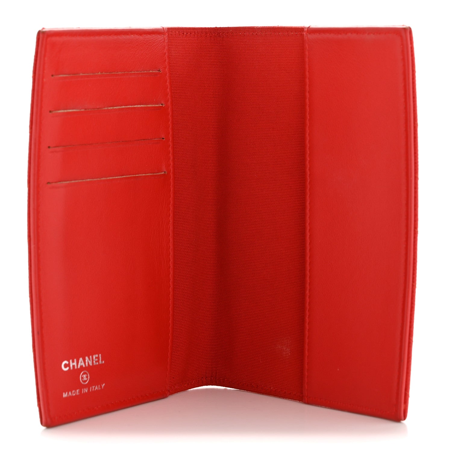 Chanel Caviar Chevron Quilted Passport Holder Red 5 of 9