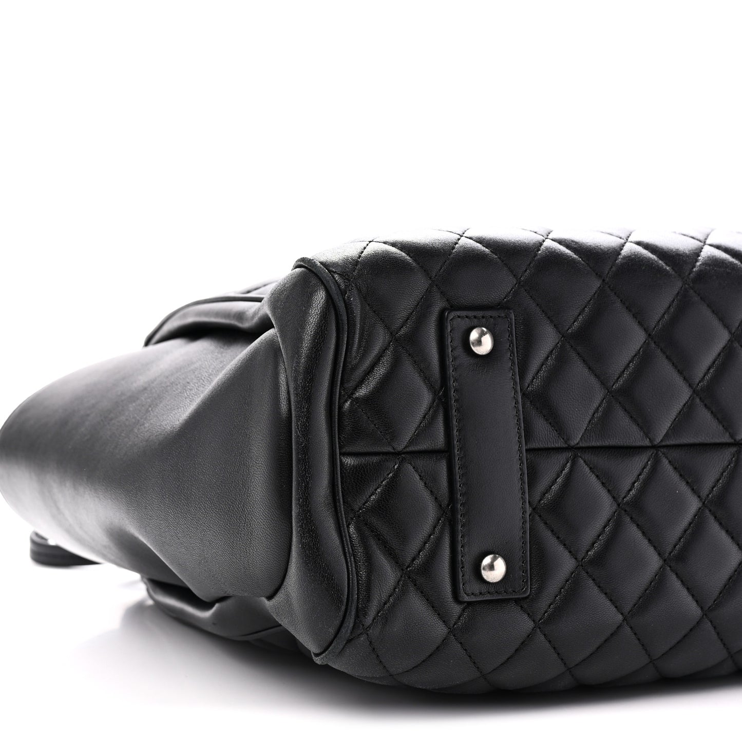 Lambskin Quilted Shopping Tote Black