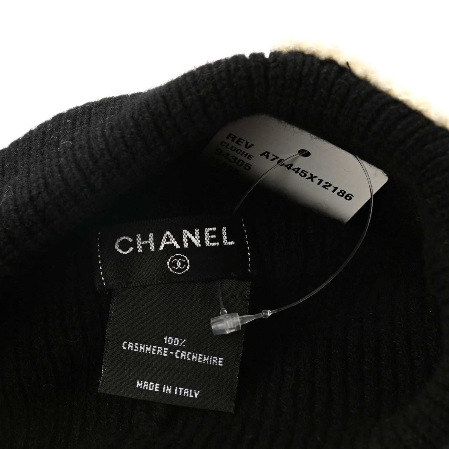 Chanel Cashmere CC Logo Beanie Hat Black 4 of 5