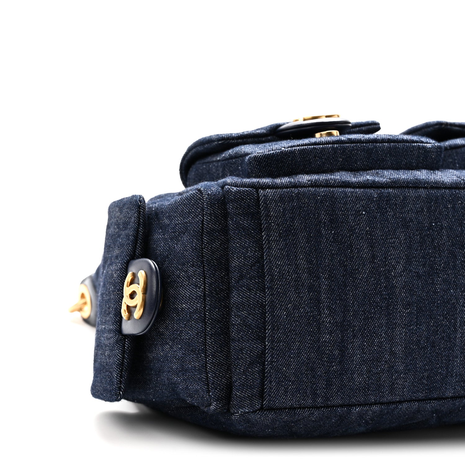 Chanel Washed Denim Quilted Large Trendy Pockets Hobo Dark Blue 9 of 10
