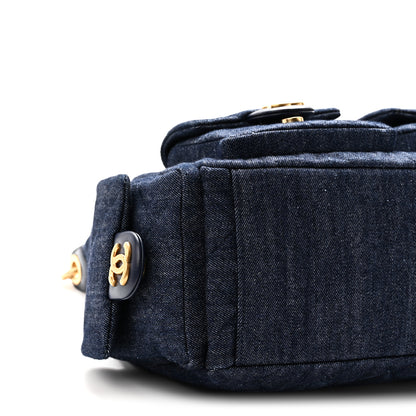 Chanel Washed Denim Quilted Large Trendy Pockets Hobo Dark Blue 9 of 10