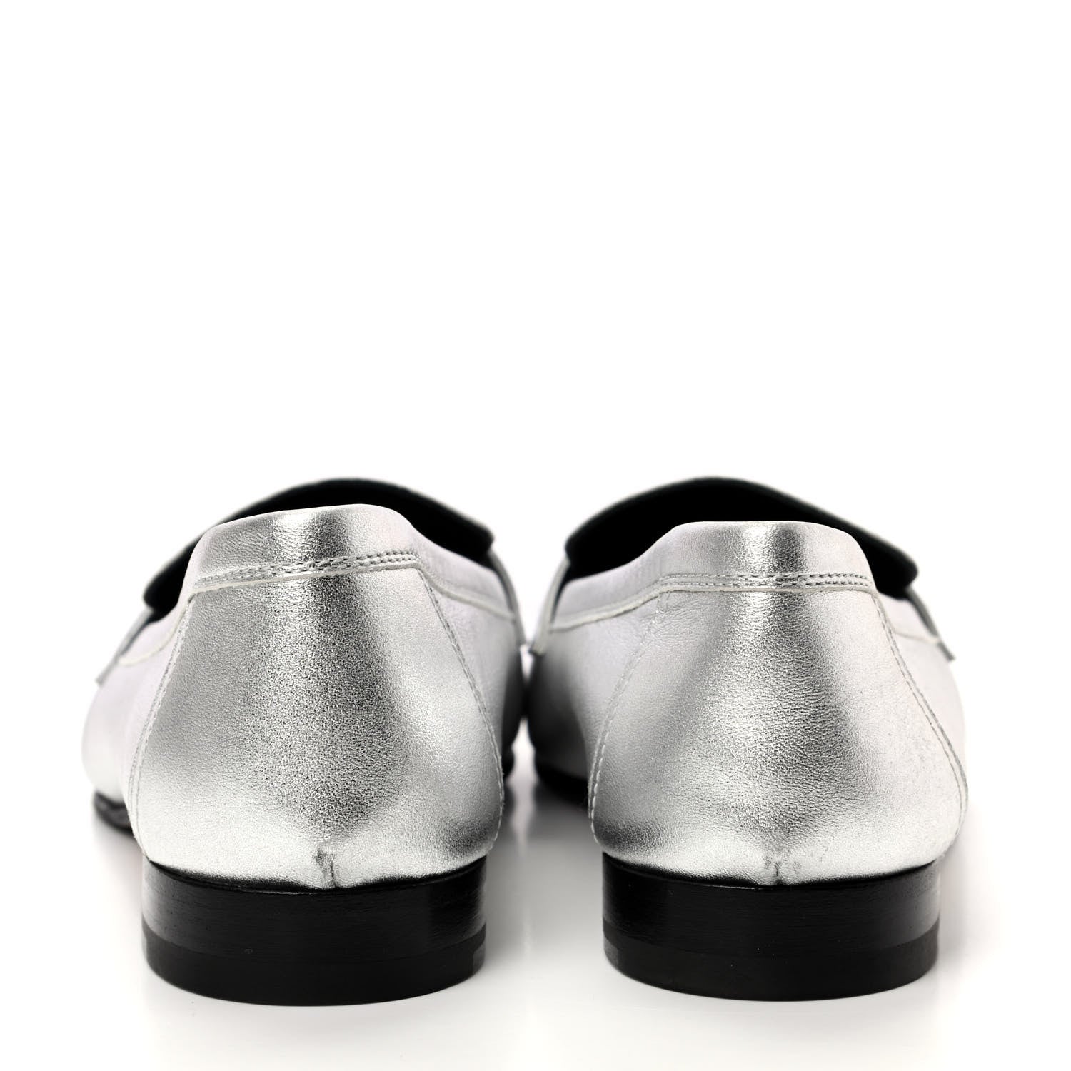 Hermes Metallic Goatskin Paris Loafers 37 Gris Argente 7 of 7