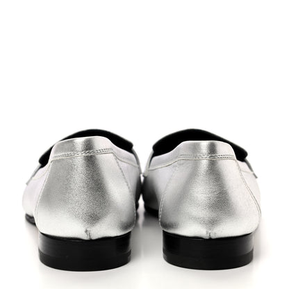 Hermes Metallic Goatskin Paris Loafers 37 Gris Argente 7 of 7
