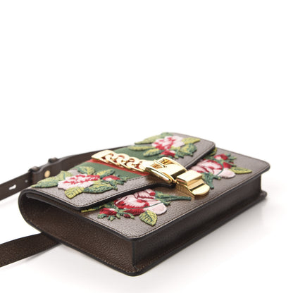Gucci Calfskin Embroidered Sylvie Belt Bag 85 34 Brown 4 of 11