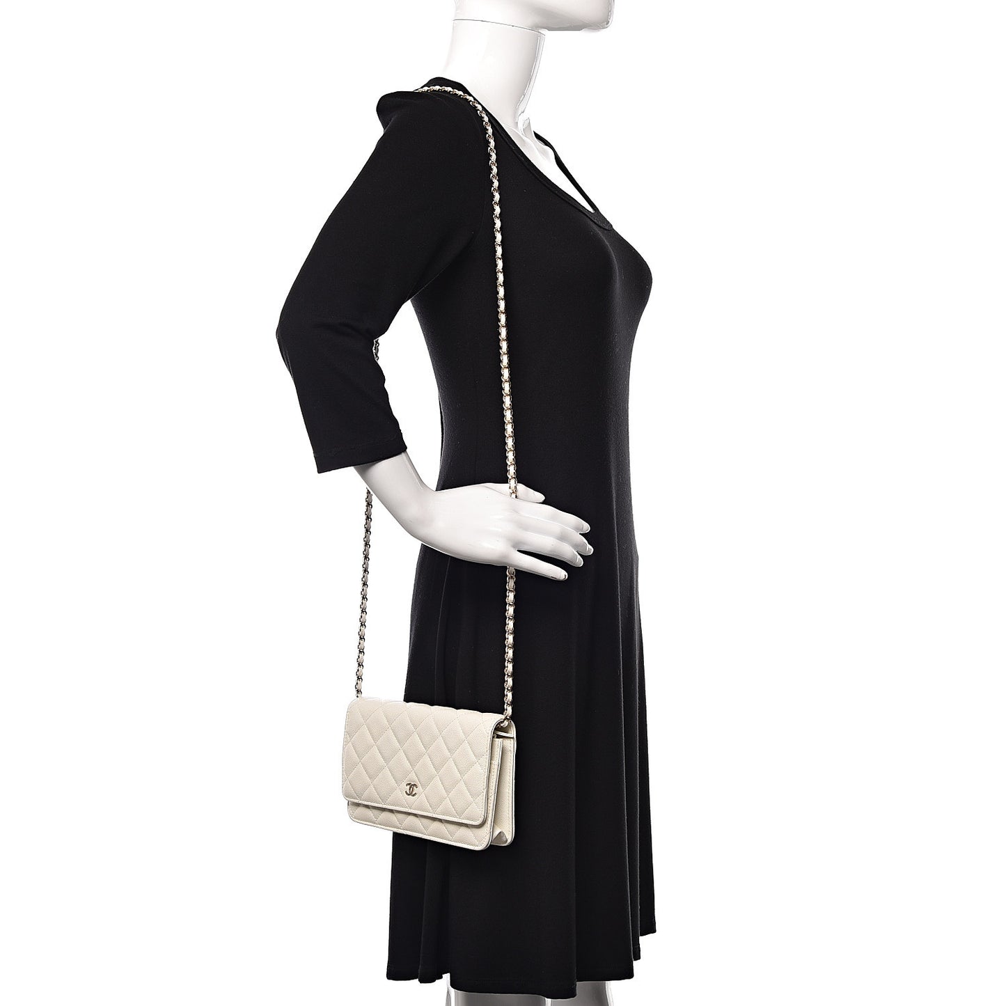 Caviar Quilted Wallet On Chain WOC White