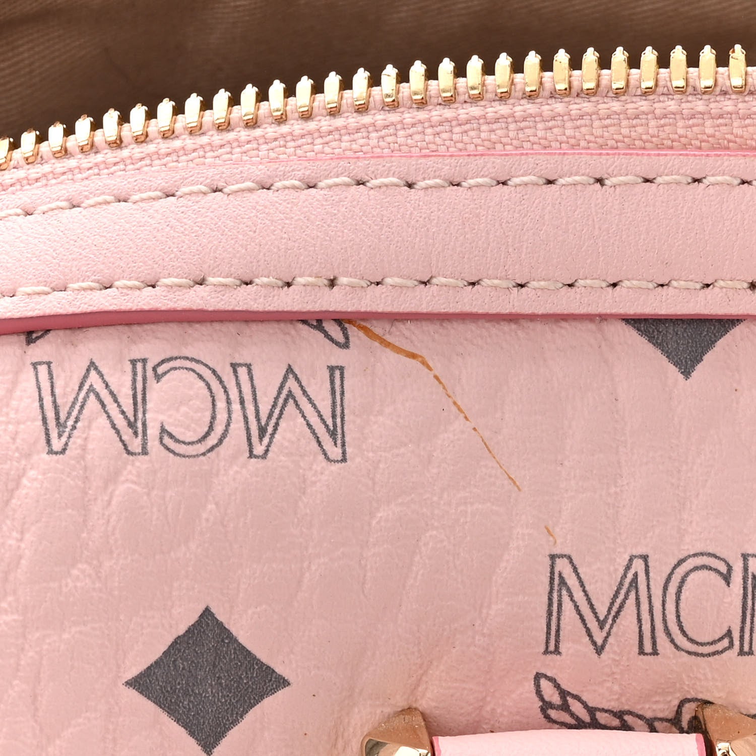 MCM Visetos Essential Boston Bag Powder Pink 12 of 14
