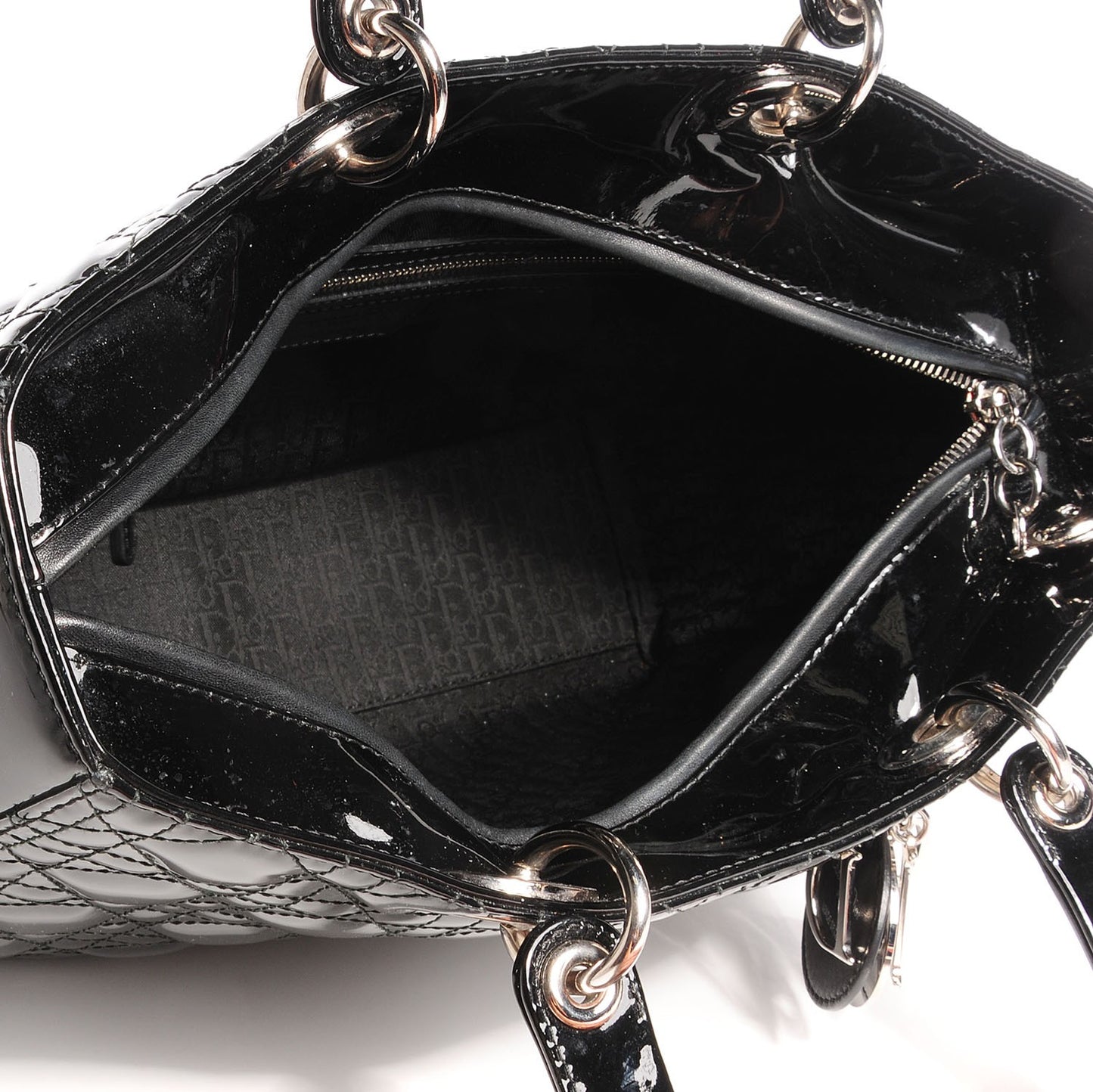 Patent Cannage Large Lady Dior Black