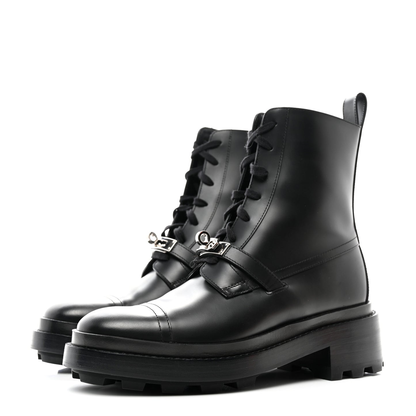 Glossed Calfskin Funk Ankle Boots 37.5 Black