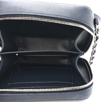 Chanel Caviar Quilted Striped Filigree Vanity Clutch With Chain Navy White 6 of 10