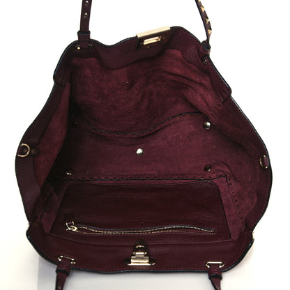 Valentino Garavani Pebbled Calfskin Medium Rockstud Tote Rubin 5 of 17