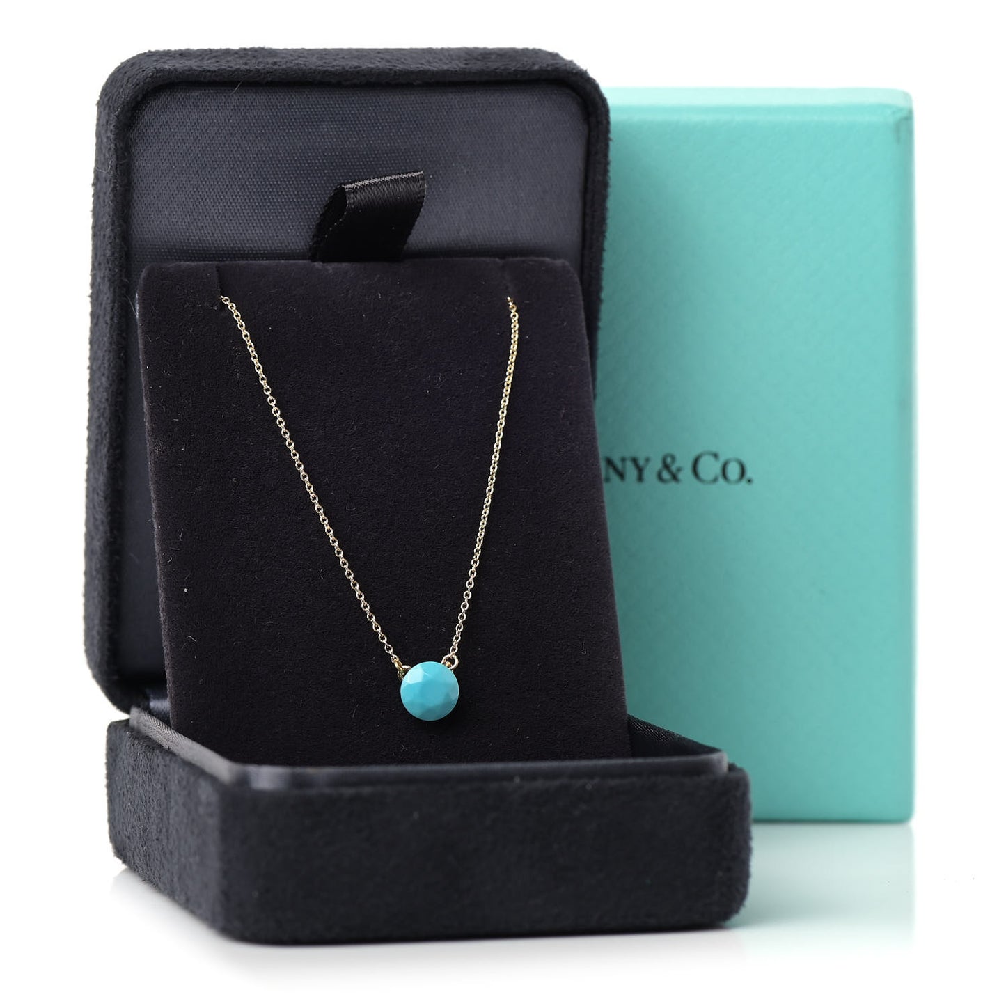 18K Yellow Gold Turquoise Elsa Peretti 1 Carat Pendant Necklace