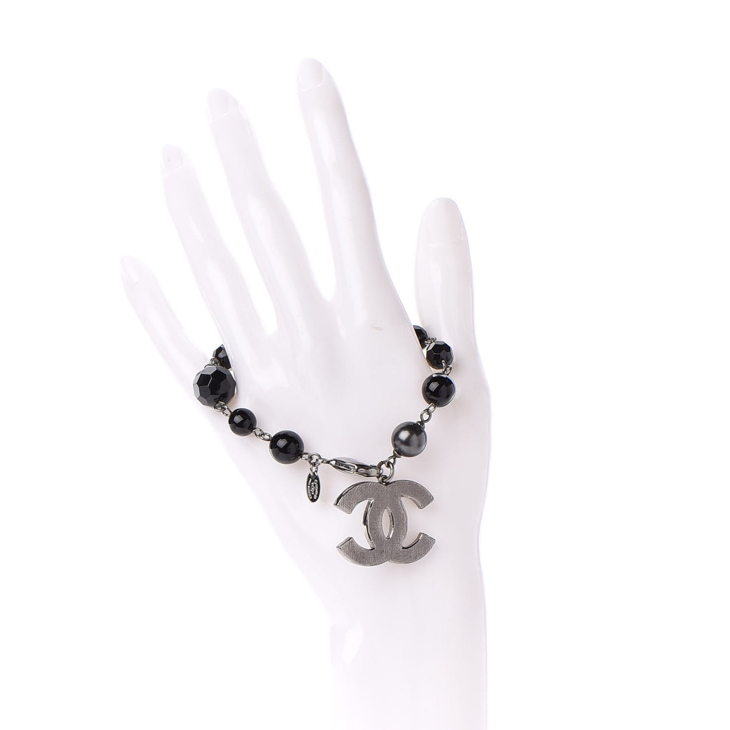 Ruthenium Bead CC Bracelet Black