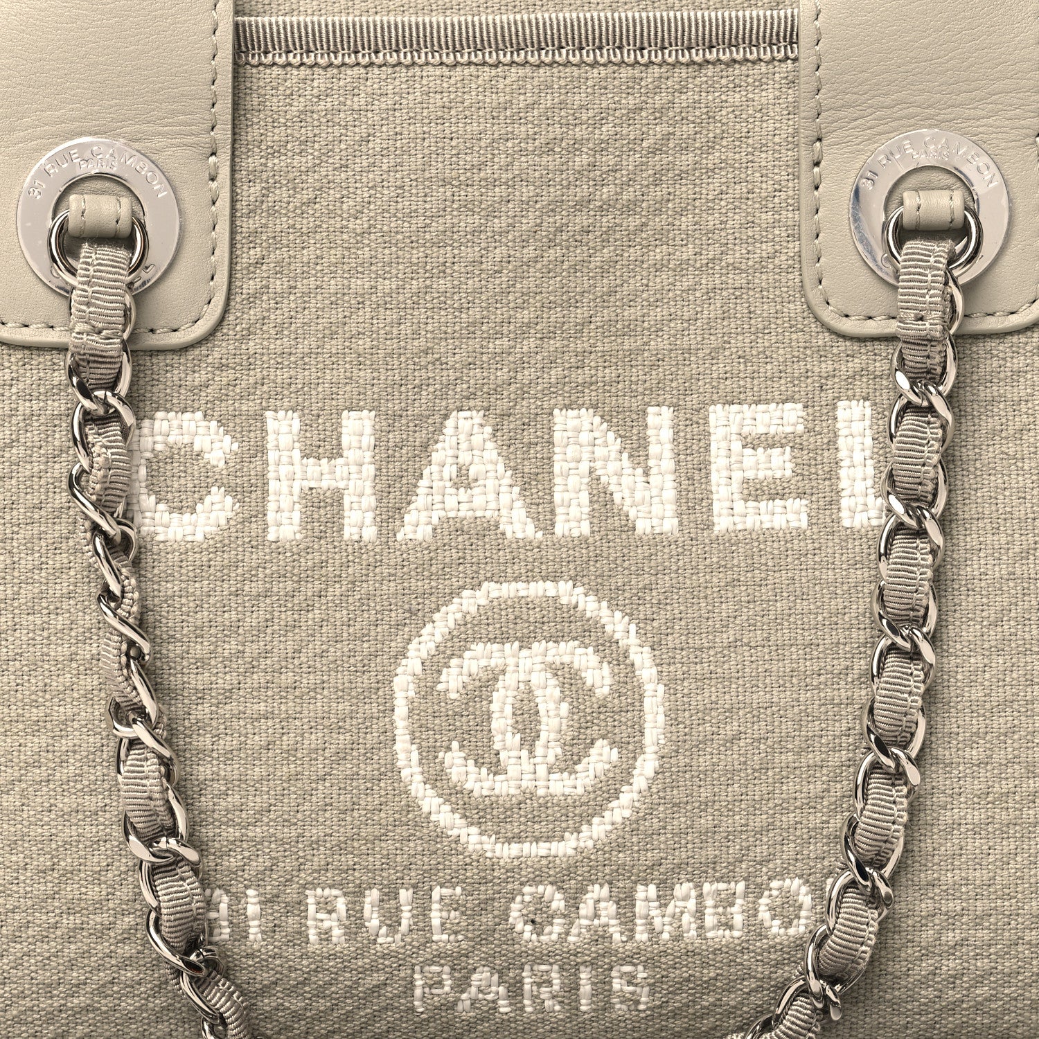 Chanel Canvas Deauville Small Bowling Bag Grey 8 of 10