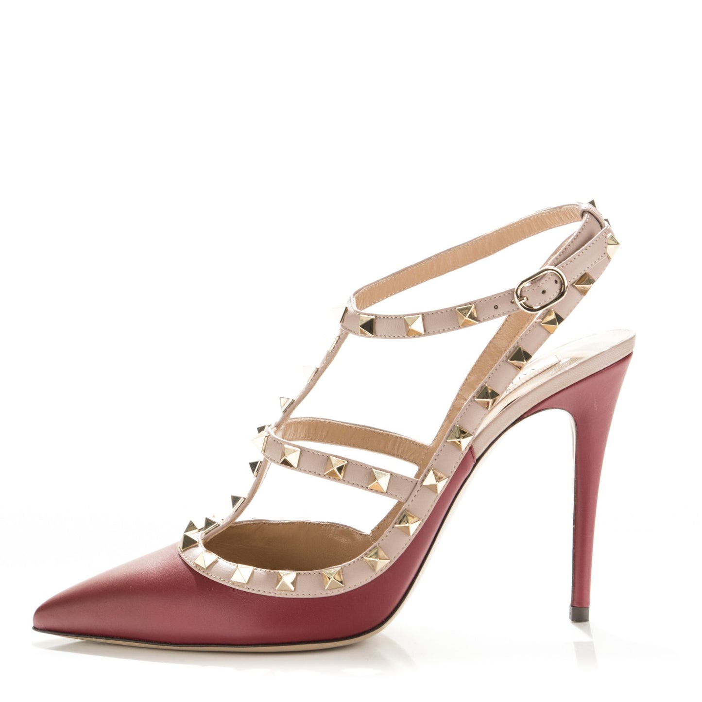 Nappa Rockstud Ankle Strap 100mm Pumps 42 Rubino Poudre