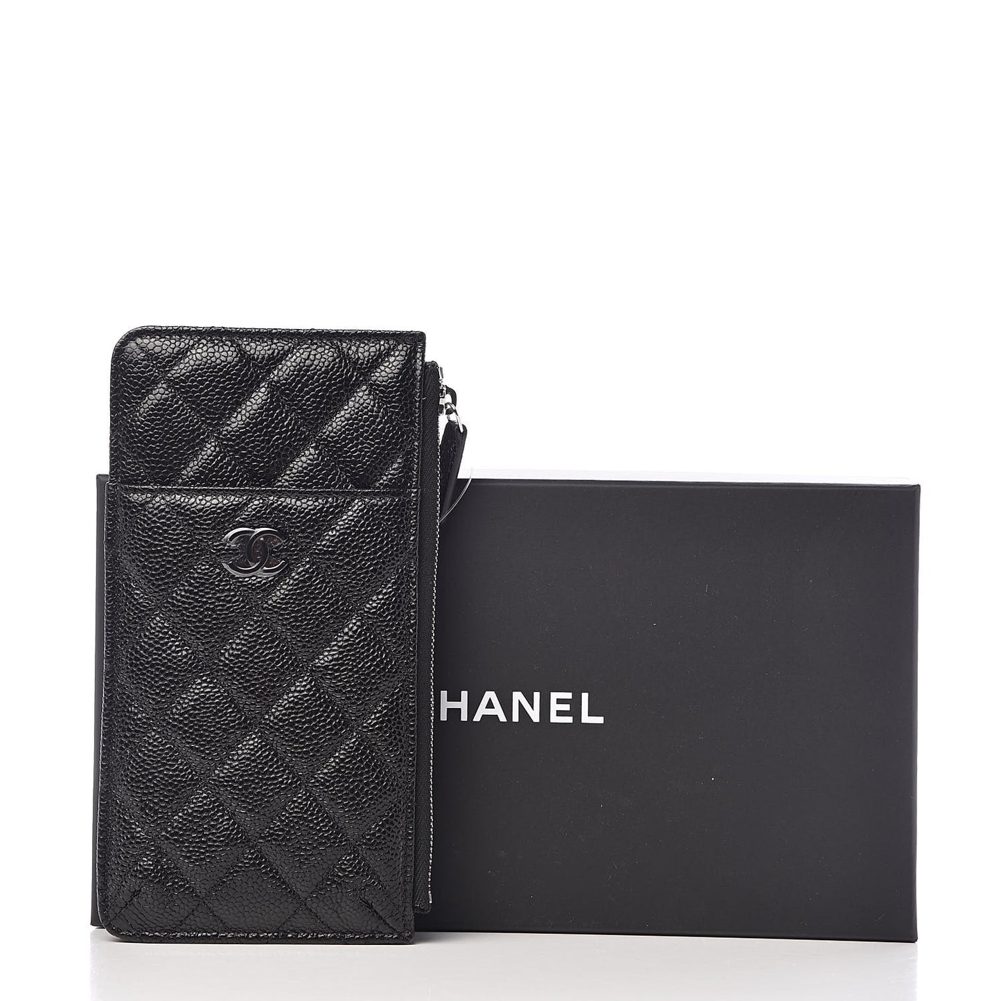 Caviar Quilted Classic Flat Wallet Pouch So Black