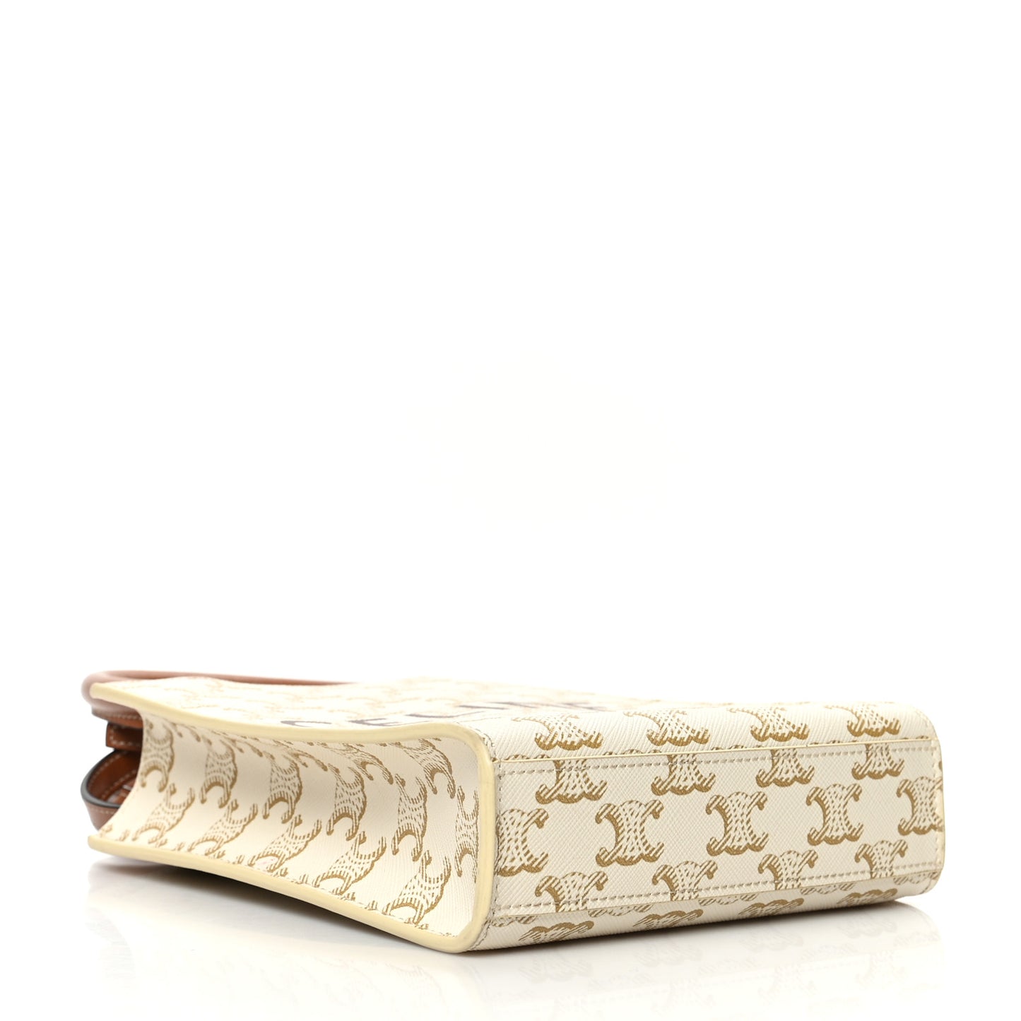 Triomphe Canvas Calfskin Mini Vertical Cabas White