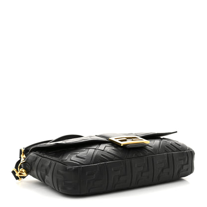 Fendi Nappa FF 1974 Embossed Large Baguette Black 4 of 11