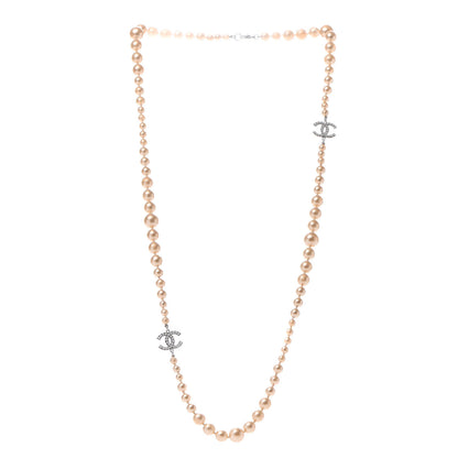 Chanel Graduated Pearl CC Long Necklace Silver 2 of 4