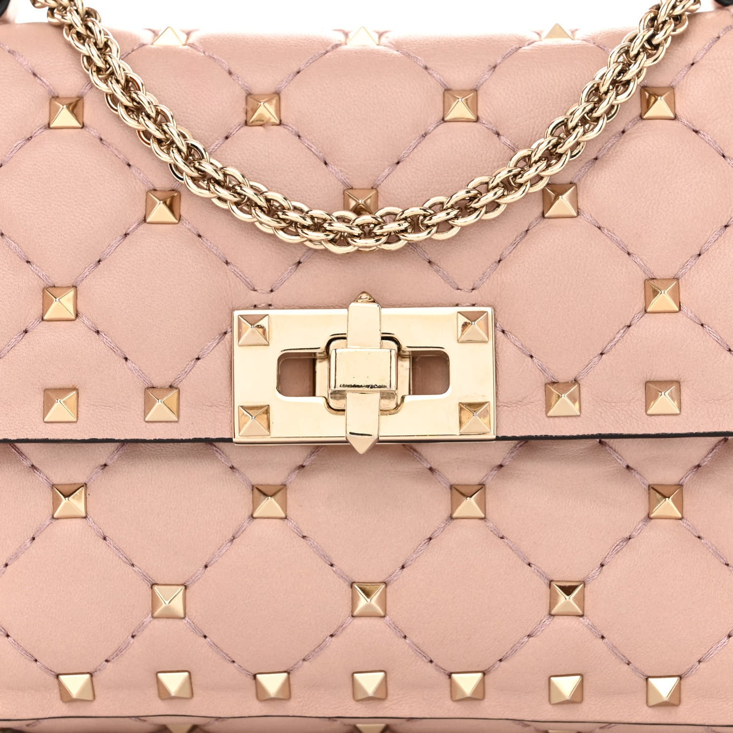 Nappa Small Rockstud Spike Shoulder Bag Water Rose