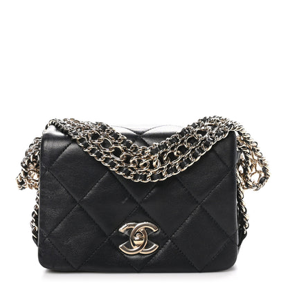 Chanel Lambskin Quilted Mini Chain Rows Flap Black 1 of 11