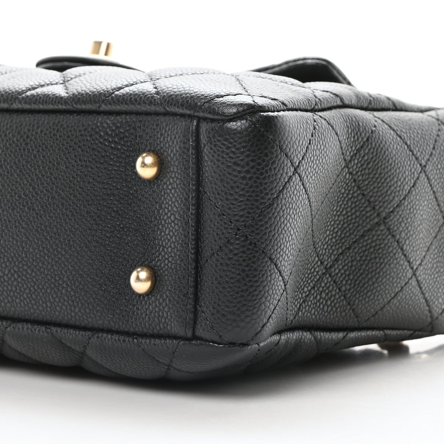 Caviar Calfskin Quilted Small Top Handle Flap Black