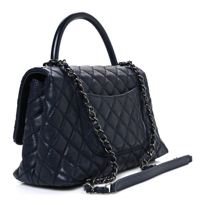 Chanel Caviar Quilted Small Coco Handle Flap Navy 3 of 11