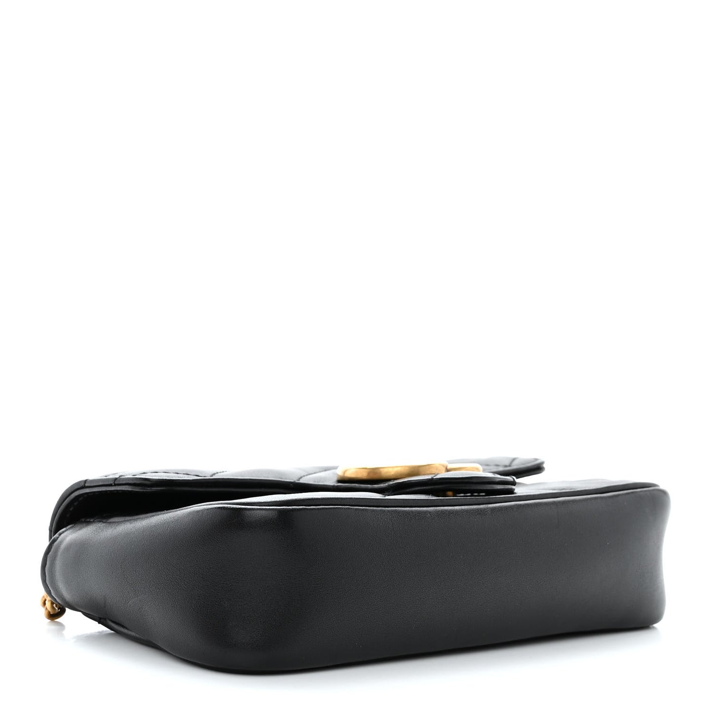 Calfskin Matelasse Super Mini GG Marmont Shoulder Bag Black