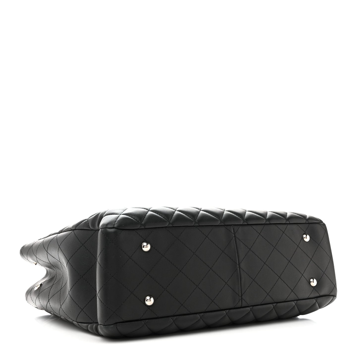 Calfskin Quilted Large CC Shopping Tote Black