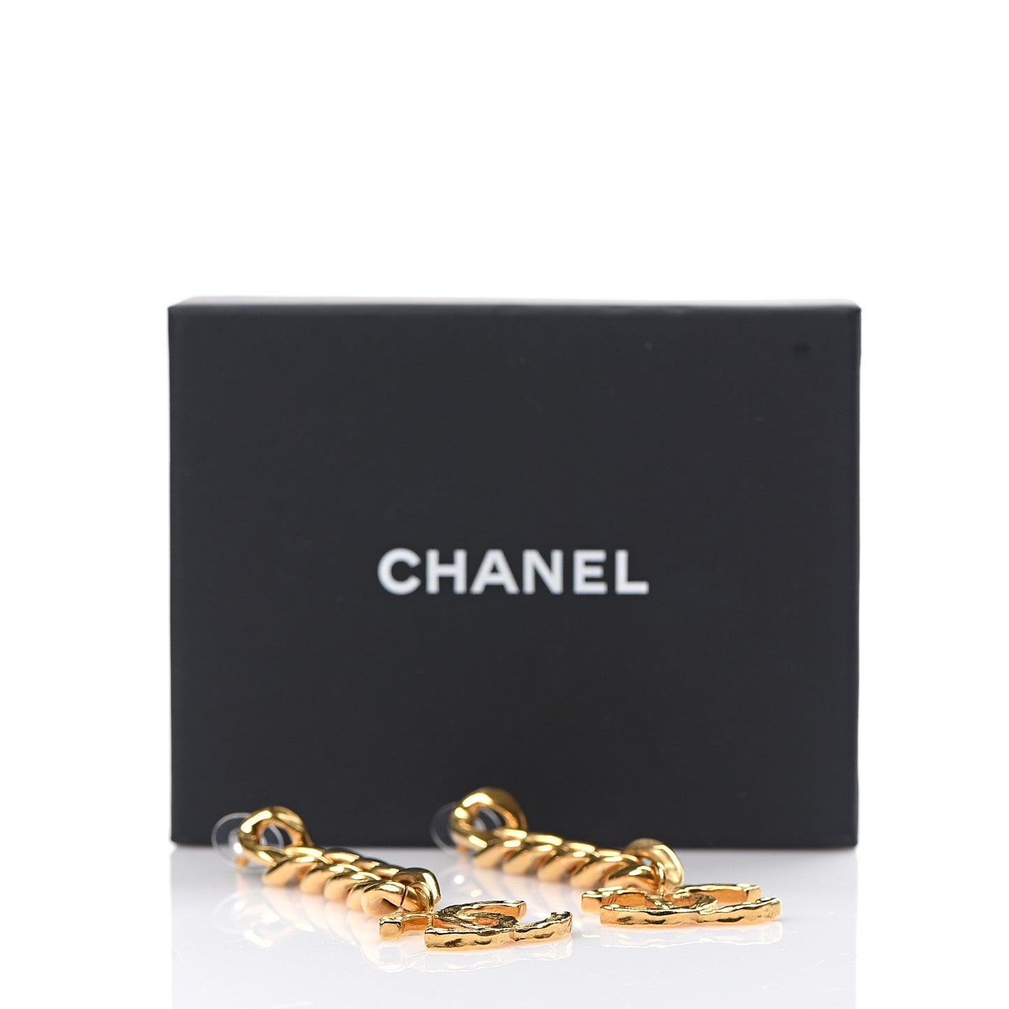 Metal CC Pick Drop Earrings Gold