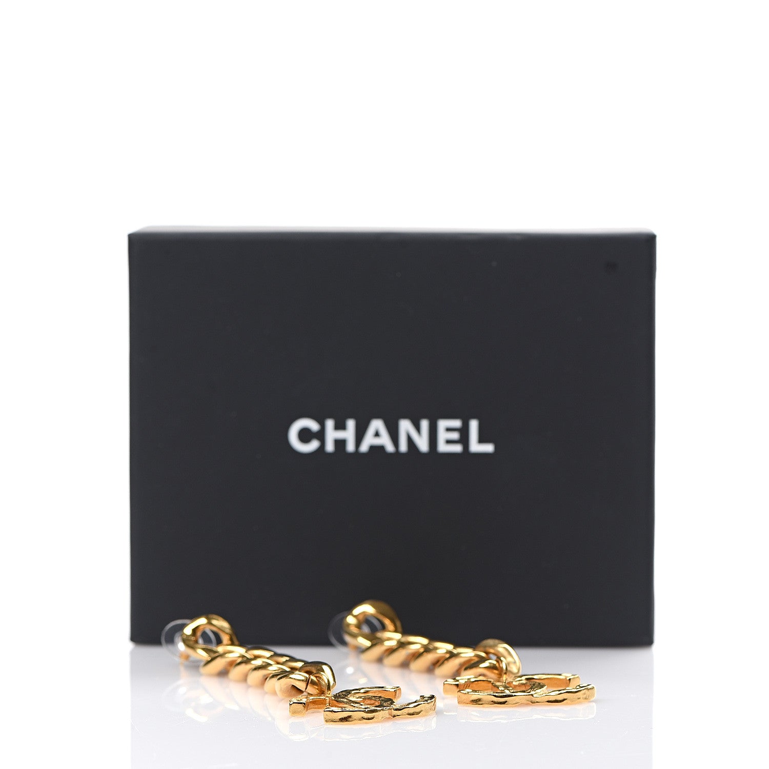 Chanel Metal CC Pick Drop Earrings Gold 5 of 5