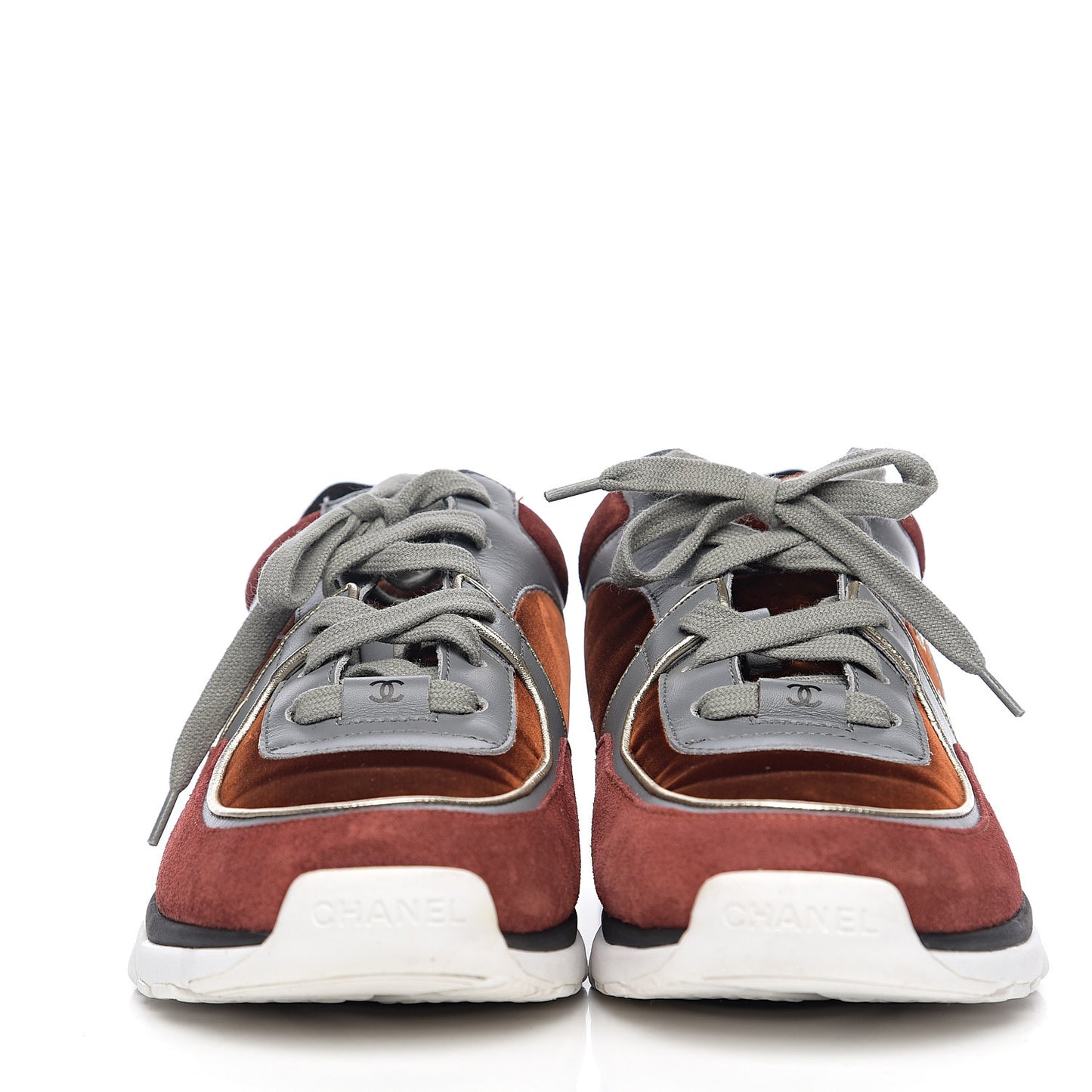 Suede Velvet Lambskin CC Sneakers 40 Burgundy Grey