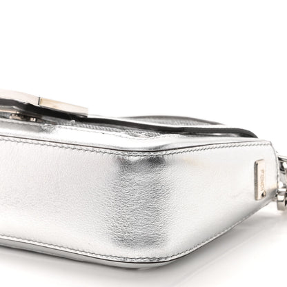 Fendi PVC Vitello Catalan Mirror Sequin FF Mini Baguette Argento 9 of 9