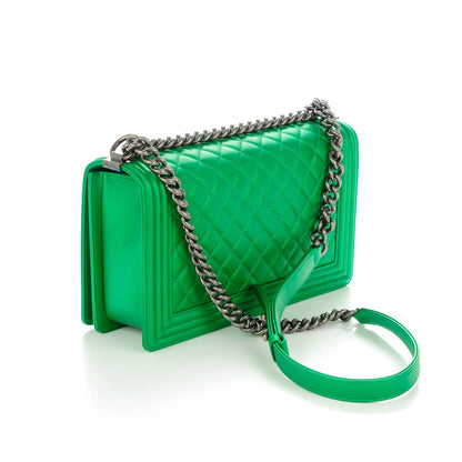 Chanel Metallic Calfskin Quilted Medium Boy Flap Green 3 of 7