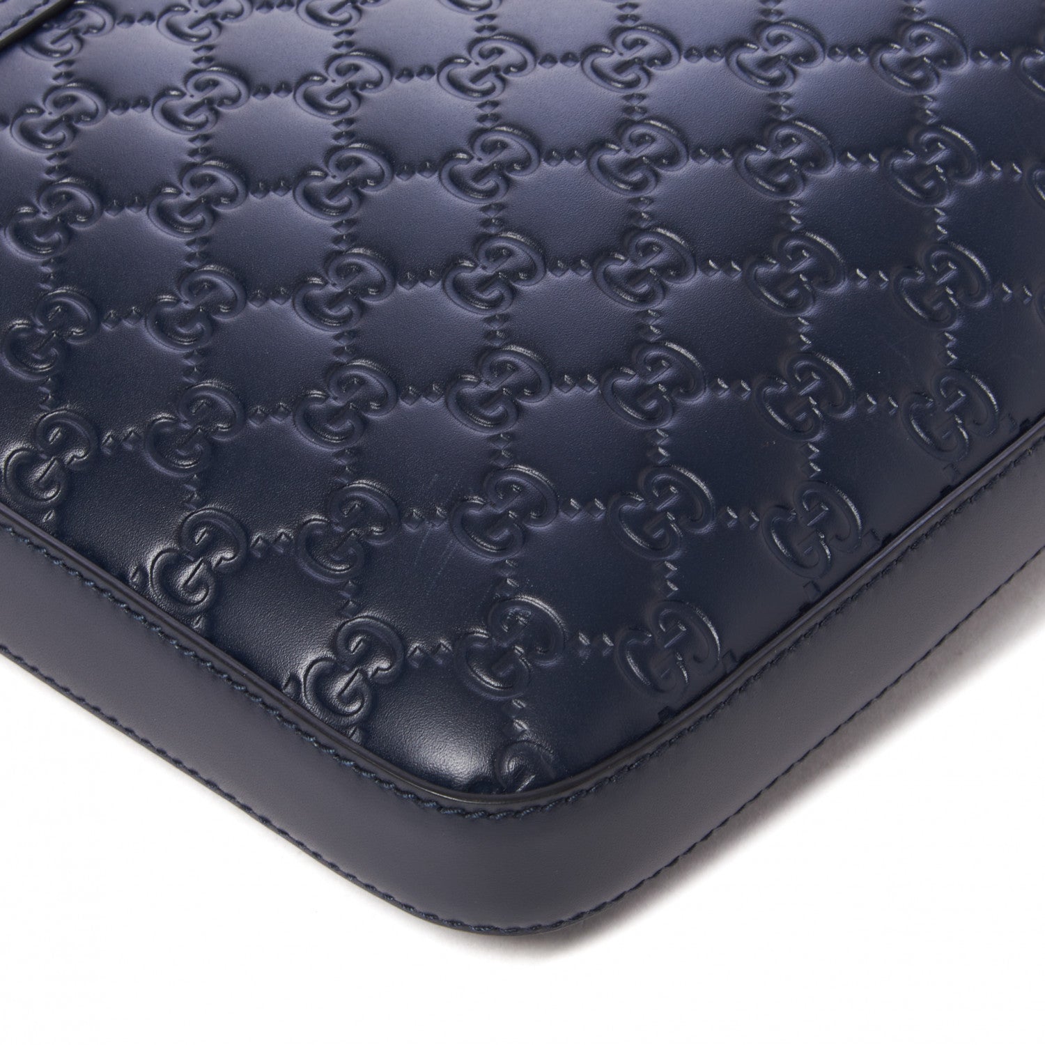 Gucci Guccissima Signature Medium Flat Messenger Bag Blue 5 of 9