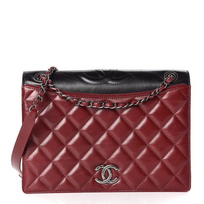 Chanel Calfskin Quilted Ballerine Flap Black Dark Red 1 of 13