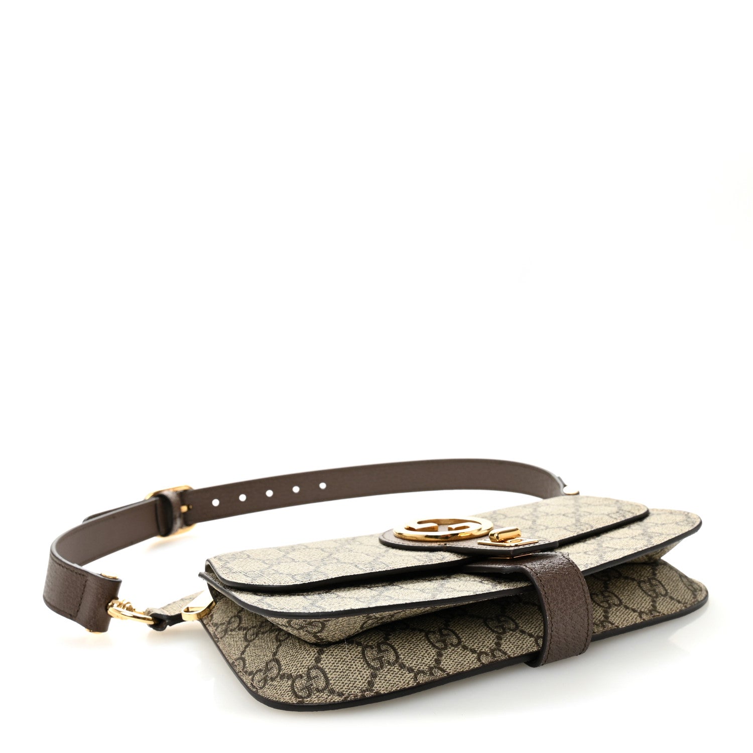 Gucci GG Supreme Monogram Textured Dollar Calfskin Blondie Belt Bag Beige Ebony New Acero 4 of 10