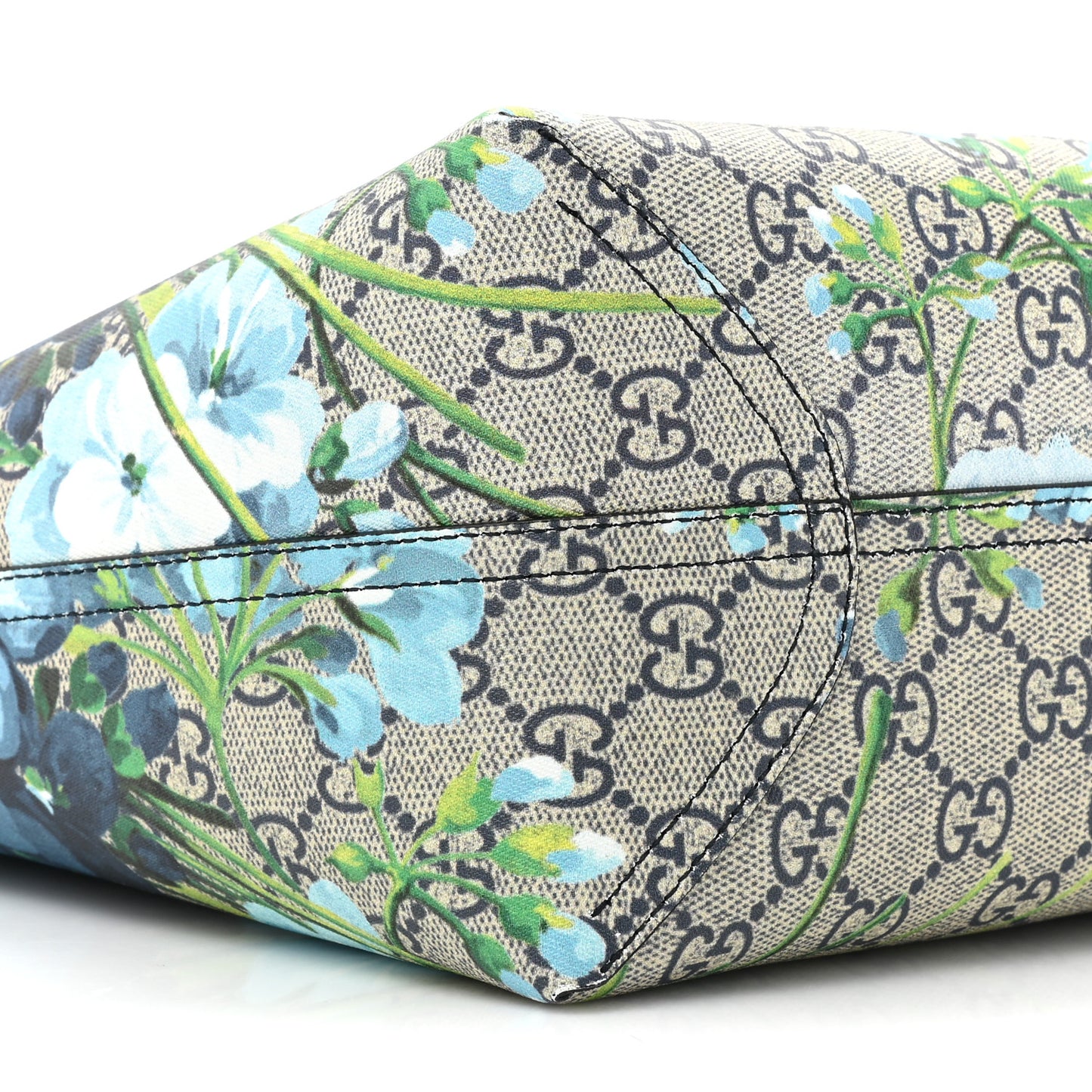 GG Supreme Monogram Blooms Medium Reversible Tote Beige Blue Navy